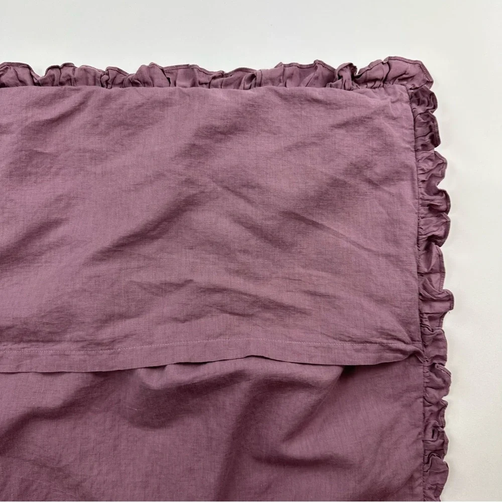 Tahari Home Lavender Shabby Chic Lace Trim Linen Cotton Euro Pillow Sham